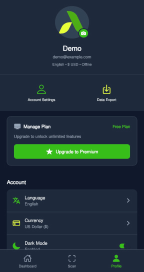 AItemizeIT Profile - Manage your account